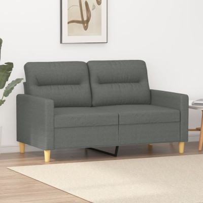 vidaXL Canapea cu 2 locuri, gri &amp;icirc;nchis, 120 cm, material textil 359228 foto