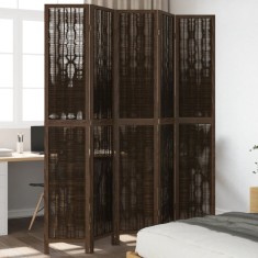 vidaXL Paravan cameră&nbsp;5 panouri, maro &icirc;nchis, lemn masiv paulownia 358664