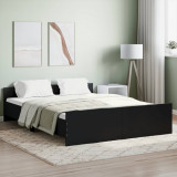 VidaXL Cadru de pat cu tăblie de cap și picioare, negru, 150x200 cm