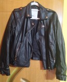 Cumpara ieftin Geaca Dama Piele Ecologica BSB Neagra S/M, Stil Rock, Noua - Reducere 50%