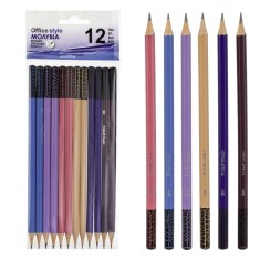 Set Creioane Grafit, Office Style, HB, Multicolor, 12 Bucăți