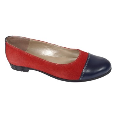 Oferta marimea 38 Balerini dama casual din piele naturala Rosu - Bleumarin LRUTBLR foto