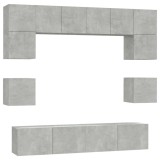 Cumpara ieftin Set dulap TV, 8 piese, gri beton, lemn prelucrat