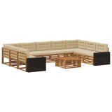 vidaXL Set de canapele de exterior cu pernă 10 pcs Natural și Bej 3383876