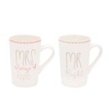 Set cadou 2 cani din portelan alb Valentine Day, cu mesaj personalizat pentru El si pentru Ea, tema Ziua indragostitilor