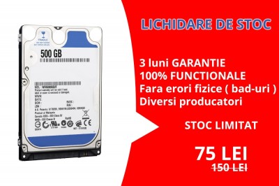 Hard Disk Laptop 2.5 inch 500GB 5400 RPM 8MB SATA 2 Diversi Producatori foto