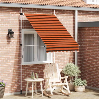 vidaXL Copertină retractabilă manual, portocaliu și maro, 150 cm 145835 foto