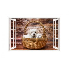 Sticker decorativ, Fereastra 3D, Catel, 85 cm, 247STK