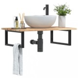 VidaXL Raft pentru lavoar montat pe perete, oțel și lemn masiv acacia 3302781
