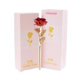 Cumpara ieftin Trandafir artificial, suflat cu aur 24K, cutie eleganta, punga de cadou inclusa, rosu, Dactylion