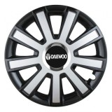 Cumpara ieftin Set 4 capace roti Silver/black cu inel cromat R14 pentru gama auto Daewoo, Autohelix MSA