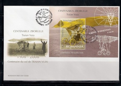ROMANIA 2006 - CENTENARUL ZBORULUI - TRAIAN VUIA, FDC - LP 1713 foto
