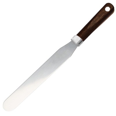 Spatula metalica de cofetarie Pufo Patisery pentru ornare tort, decorare prajituri, intins crema,37 cm, argintiu/maro foto