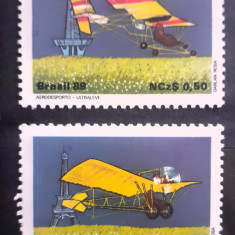 Brazilia 1989 , avioane, aviatie, serie 2v nestampilata