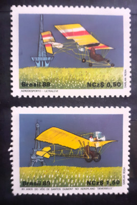 Brazilia 1989 , avioane, aviatie, serie 2v nestampilata foto
