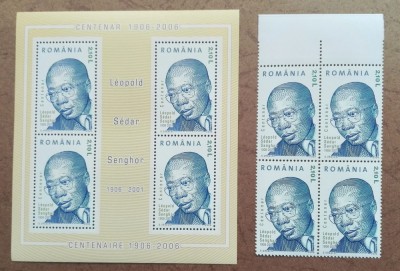 TIMBRE ROMANIA MNH LP1714+ a Centenar Sedar Sengor serie bloc de 4 +bloc de 4 foto