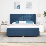 vidaXL Pat cu saltea cu arcuri Gri &icirc;nchis 90x190 cm cu saltea albastru