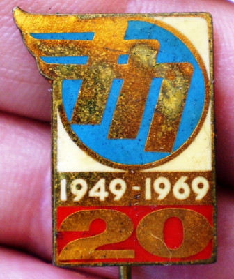 I.456 INSIGNA STICKPIN CEHOSLOVACIA AUTO MOTO MOTOTECHNA 20 1949-1969 h20mm foto