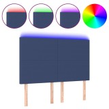 Cumpara ieftin Tablie de pat cu LED, albastru, 144x5x118/128 cm, textil