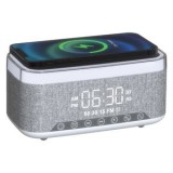 Ceas cu Difuzor Bluetooth și &Icirc;ncărcare Wireless 15W, Gri/Albastru, CMCLASS