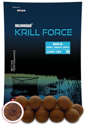 Haldorado - Boilies KRILL FORCE Boilie Long Life 30 mm, 700g - Krill Indian Spice foto