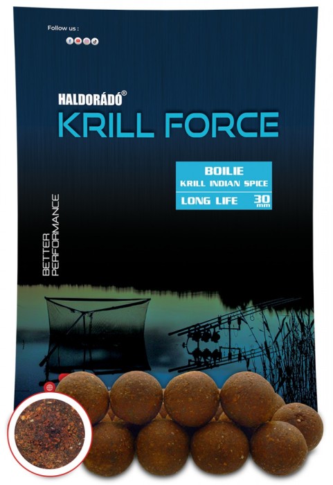 Haldorado - Boilies KRILL FORCE Boilie Long Life 30 mm, 700g - Krill Indian Spice