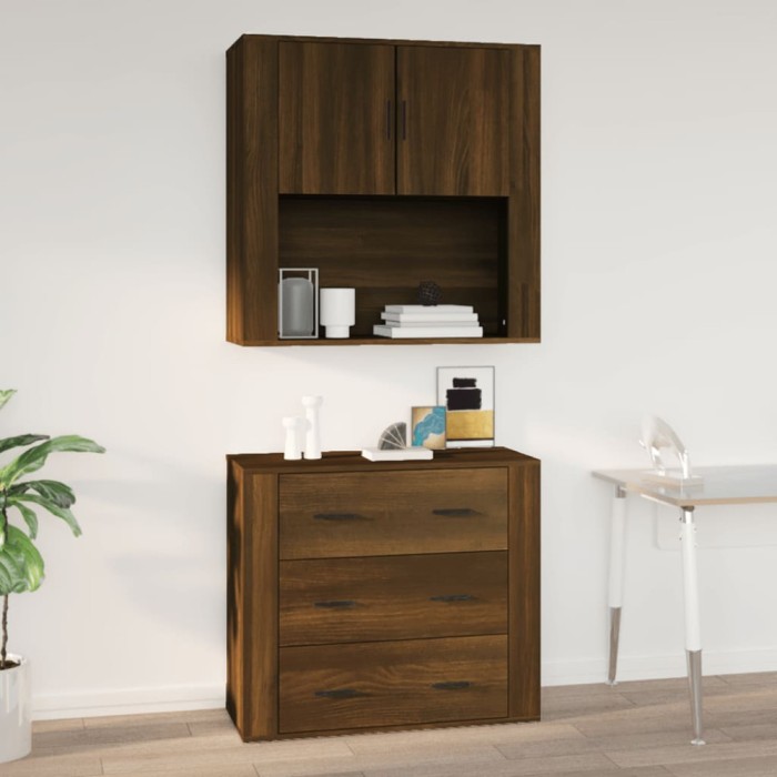 vidaXL Dulap de perete, stejar maro,80x33x80 cm, lemn prelucrat