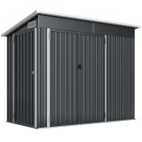Outsunny Șopron de Grădină 2.68m&sup2; din Oțel Galvanizat cu 3 Uși Blocabile, Șopron cu Guri de Aerisire, Acoperiș &Icirc;nclinat și Mănuși, Depozitare Unelte,