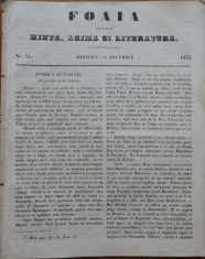 Ziarul Foaia pentru minte , inima si literatura , nr. 51 , 1853 , Alexandrescu