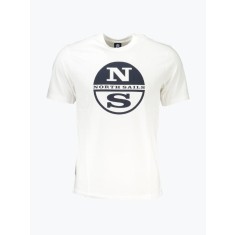 Tricou barbati cu imprimeu cu logo si croiala Regular fit alb, XL