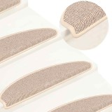 vidaXL Covorașe pentru scări, 15 buc., 65x21x4 cm, alb și maro, semirotunde, mari 149860