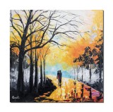 Cumpara ieftin Tablou indragostiti stilizat pictat manual, Impreuna pe aleea vietii, 50x50cm ulei pe panza, Leonard Covaci
