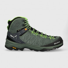 Salewa pantofi Alp Trainer 2 Mid GTX barbati, culoarea verde, izolat