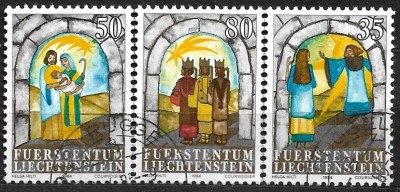 C5152 - Lichtenstein 1984 - Craciun 3v.stampilat,serie complete foto