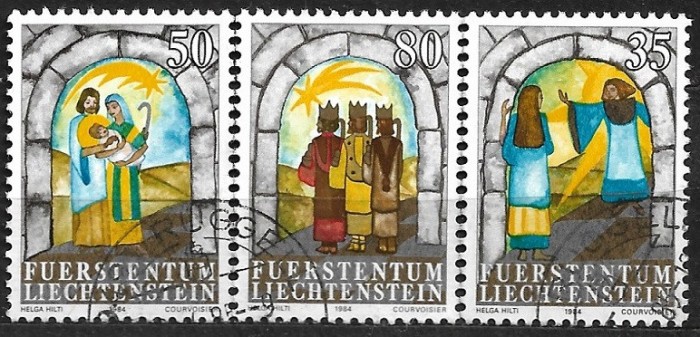 C5152 - Lichtenstein 1984 - Craciun 3v.stampilat,serie complete