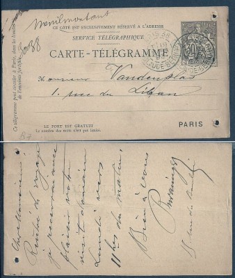 France 1893 Old pneumatic postcard postal stationery Paris D.415 foto