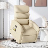 VidaXL Fotoliu masaj rabatabil cu ridicare, crem, material textil