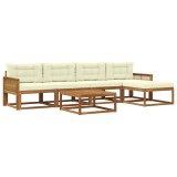 vidaXL Set de canapele de exterior cu pernă 6 pcs Natural și Crem 3382508