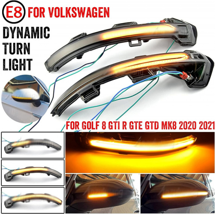 Set de 2 lampi led semnalizare dinamica oglinda Xentech Light Volkswagen Golf 8 12V