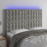 Gossi tablie de pat cu led, gri deschis, 144x5x118/128 cm, catifea