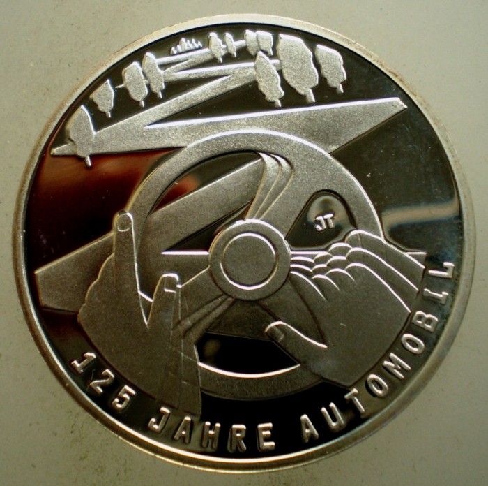 C.514 GERMANIA 125 JAHRE AUTOMOBIL 10 EURO 2011 F PROOF ARGINT .625