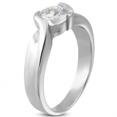 Inel de logodnă cu bandă împletită și zirconiu - Marime inel: 57