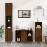 Set mobilier de baie, 3 piese, stejar maro, lemn prelucrat