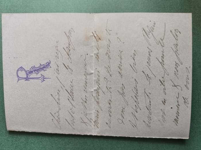 FAMILIA Ghica ,scrisoare realizata de distinsul domn RENE catre LISETTE BRANCOVAN ,casa Lisette Brancovan