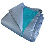 Prelata impermeabila rezistenta UV, 4x5 metri, 220 g/mp, inele de prindere, argintiu-verde, laminata, DSH, 104497