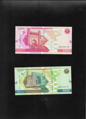 Set Uzbekistan 2000 + 5000 sum 2021 unc foto