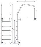 Scara piscina gratar perimetral din inox cu 5 trepte Emaux OF515-S