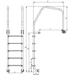 Scara piscina gratar perimetral din inox cu 5 trepte Emaux OF515-S