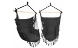 Balansoar Suspendat MalTec Negru cu Perne 40x40cm, Stil Brazilian, Sarcina Max 120kg, Ideal Gradina/Terasa