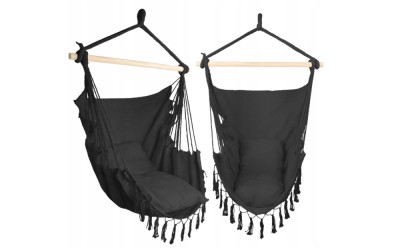 Balansoar suspendat cu perne, negru, 40 x 40 cm, MalTec 112864 foto